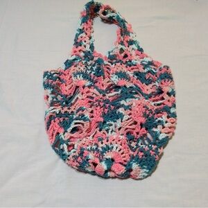 CROCHETED PINEAPPLE STITCH  TOTE BAG (unlined) 
(100%  cotton)